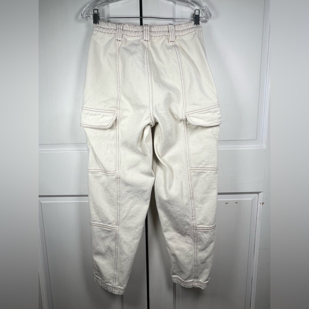 PacSun Elastic Waist Cargo Pants Bone Color Brown Stitching Size Medium - Picture 5 of 10